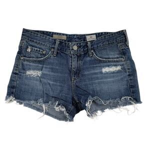 Adriano Goldschmied Jean Shorts Size 27 The Bonnie Relaxed Blue Distressed Denim